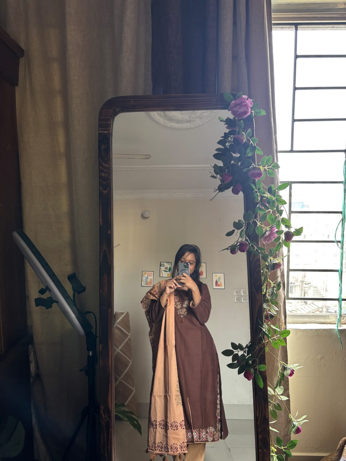 Olive Meadow light green traditional kurti style - Thread Co.